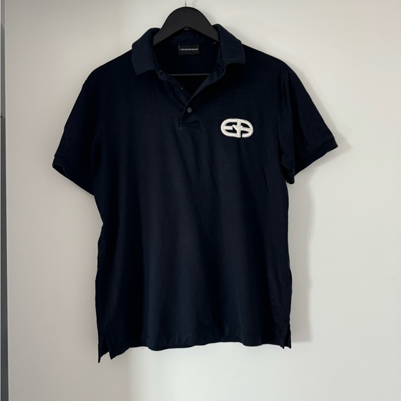 Emporio Armani Lyocell-Blend Jersey Polo Shirt with ASV Logo Raised Embroidery - Picture 6 of 9